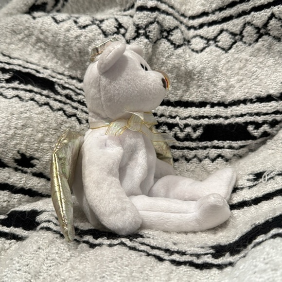 Ty Beanie Baby “ Halo II” White Angel Bear Gold Wings Vintage Retired 2000 - Picture 4 of 6